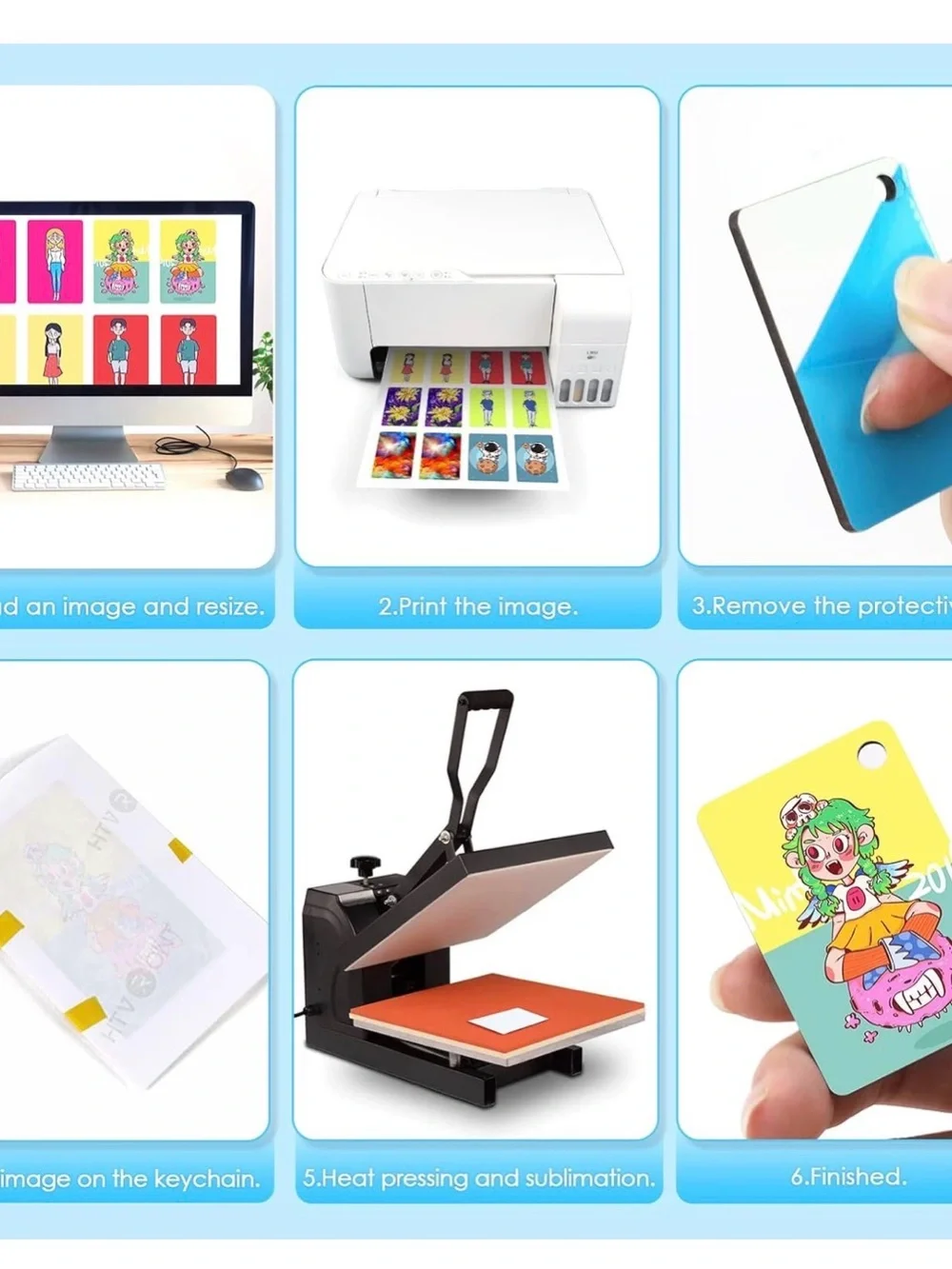 HTVRONT Sublimation Keychain Blanks Assorted Shapes DIY Craft Kit – New